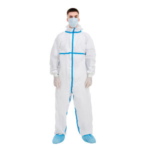 Hubei Haixin Proteção Descartável Coverall Não Tecido Descartável Vestuário Macacões para Homens PPE <span class=keywords><strong>Hazmat</strong></span> <span class=keywords><strong>Suit</strong></span> Factory Atacado - Product Image 3