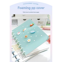 Cuaderno creativo A5 de hojas sueltas – Bloc de notas desmontable con botón de hongo, lindo cuaderno desmontable de doble cara con dibujos animados