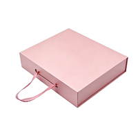 Caja de Regalo Plegable Magnética Rosa Personalizada con Forro de Esponja, Ecológica, con Asa de Cinta, Impresión a Color para Ropa, Embalaje Rígido Plegable