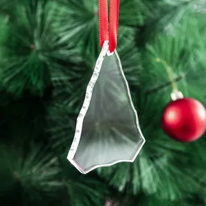 Factory wholesale blank Christmas tree ornaments pendant decoration custom logo crystal glass Christmas ornaments for home