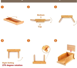 Trancheuse à pain en bambou de qualité supérieure Couteau à pain pliable et compact Trancheuse en 3 tailles pour les collecteurs de miettes de pain faits <span class=keywords><strong>maison</strong></span> - Product Image 5