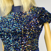 Holesale-tela de terciopelo con lentejuelas bordadas, tejido elástico brillante para vestido