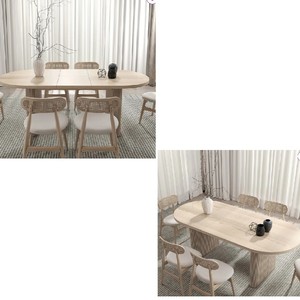 Custom-made solid <b>wood</b> <b>extendable</b> <b>dining</b> <b>table</b> and chair set, minimalist style upholstered <b>dining</b> <b>table</b> and chairs for home - Product Image 4