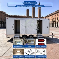 Oferta Especial: Remolque Sanitario Móvil de 5 Cabinas con Eje Tándem, Inodoro Portátil con Lavabo y Espejo para Eventos al Aire Libre y Construcción