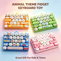 Nouveau porte-clés anti-stress en plastique, motif animal de dessin animé mignon, 26 touches, clavier mécanique de simulation, jouet sensoriel