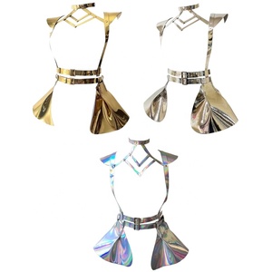 1 pièce Harnais de corps en PU pour femme, ceinture de mode, harnais d'épaule holographique pour festival, rave et cosplay, accessoire corporel - Product Image 2
