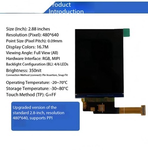 โมดูล IPS TFT ขนาด 2.88 นิ้ว, ความละเอียด 480X640, อินเทอร์เฟซ MIPI/RGB, มุมมองกว้าง, ความสว่าง 350, ความปลอดภัย 16.7M, ใช้งานได้กับอุปกรณ์สวมใส่ - Product Image 1