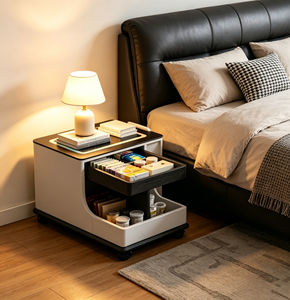 Table basse intelligente moderne avec éclairage LED et tiroir de rangement, meubles de salon - Product Image 5