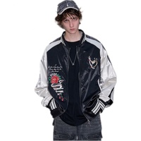 Veste unisexe noire en polyester écologique à col mandarin, personnalisable avec logo brodé, pour hommes, style universitaire, vente en gros