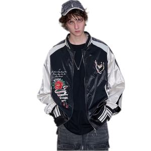 Veste unisexe noire pour collège, vierge ou avec logo brodé, vente en gros, veste bomber satinée personnalisée pour homme, style universitaire, Saint-Valentin - Product Image 3