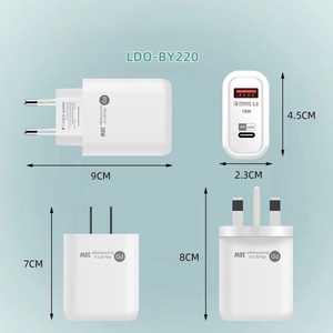 Universal Qc3.0 อะแดปเตอร์ Pd 12W ถึง 20W Fast ชาร์จ USB และ USB <span class=keywords><strong>C</strong></span> ประเภท <span class=keywords><strong>C</strong></span> 18W สําหรับโทรศัพท์มือถือทํา ABS - Product Image 6