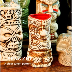 Taza de Cerámica Estilo Hawaiano Retro, de Lujo Ligero, Vintage, con Diseño de Cara de Zombie, para Cócteles Tiki, Vaso Creativo para Beber - Product Image 2