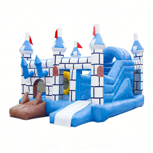 Château gonflable bleu et blanc <span class=keywords><strong>de</strong></span> haute qualité avec toboggan, maison <span class=keywords><strong>de</strong></span> saut en PVC pour enfants, utilisation intérieure, extérieure, jardin, fête - Product Image 3