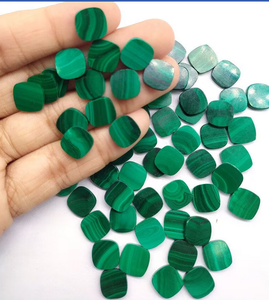 Malaquita Verde Natural de 10 mm, Cabujón Plano en Forma de Cojín, Piedra Preciosa para Joyería, Pulsera de Latón, Cristales Curativos - Product Image 2