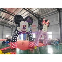 Arche gonflable à thème couple de souris de dessin animé, décorée de nœuds à pois, pour entrée de fête, idéale pour enfants, location commerciale et carnaval