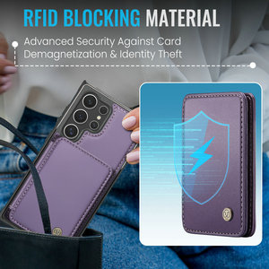 Jeehood เคส S23 Samsung <span class=keywords><strong>Galaxy</strong></span> แบบ2 in 1หรูหราปกหลังหนังแบบกระเป๋าสตางค์ RFID สำหรับ Samsung S25 S24 S23 S20 S21 - Product Image 4