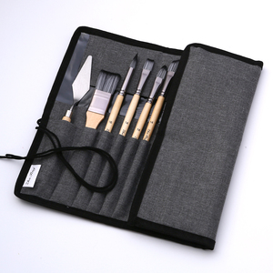 Lot de 25 pinceaux en bois gris argenté avec sac de rangement <span class=keywords><strong>pour</strong></span> peintres, cheveux en nylon, peinture acrylique à l'huile et à l'aquarelle - Product Image 3