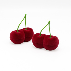 Boîte de rangement pour bagues de style cerise, doublée de velours haut de gamme, motif uni, emballage élégant pour bagues - Product Image 4
