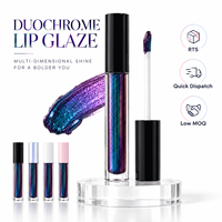 Gloss à lèvres caméléon sirène RTS 4ml, multichrome, haute brillance, 2 couleurs, faible MOQ 2 pièces, vente en gros, logo personnalisé