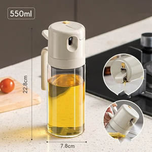 550ml Glass <b>Oil</b> Spray Bottle 2 in 1 Spray Bottle Pourer Fitness Fat Loss Camping BBQ Vinegar Sauce <b>Sprayer</b> <b>Cooking</b> Utensils - Product Image 1