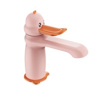 Robinet en forme de canard de dessin animé pour lavabo, robinet mélangeur eau chaude et froide pour lavabo d'enfant 34782