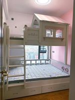 Nueva llegada: Cama litera tipo loft con estructura de madera para niños, con tobogán y escalera, compatible con OEM.