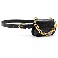 Sac banane en cuir pour femme, texture croco, avec chaîne dorée amovible, mini pochette de ceinture, fabrication OEM ODM personnalisée