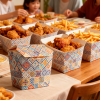 Boîtes d'emballage en papier kraft ignifuge de qualité alimentaire personnalisées pour les en-cas, le pain, la pizza, le poulet frit, les hamburgers, les frites, la salade, le poisson