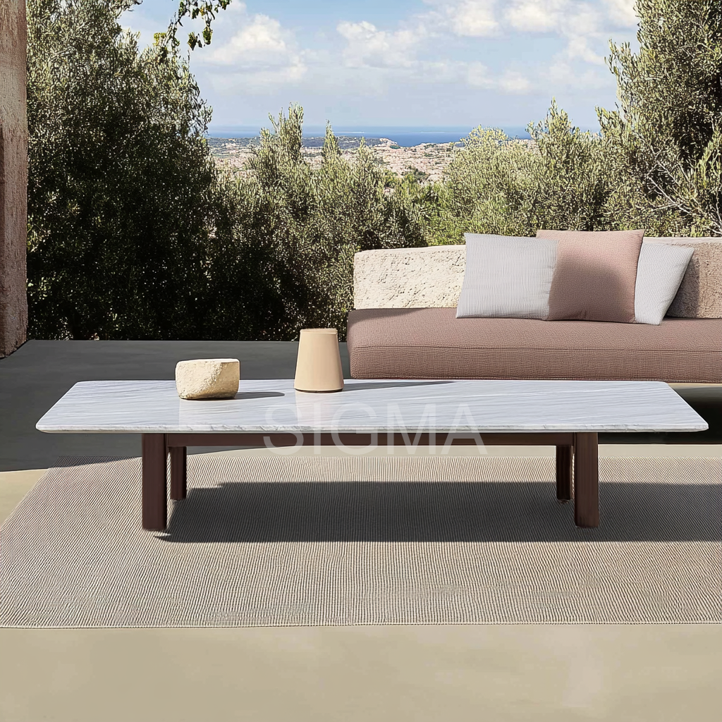 2024 new arrival low price garden furniture casual modern style aluminum dining table set with marble top