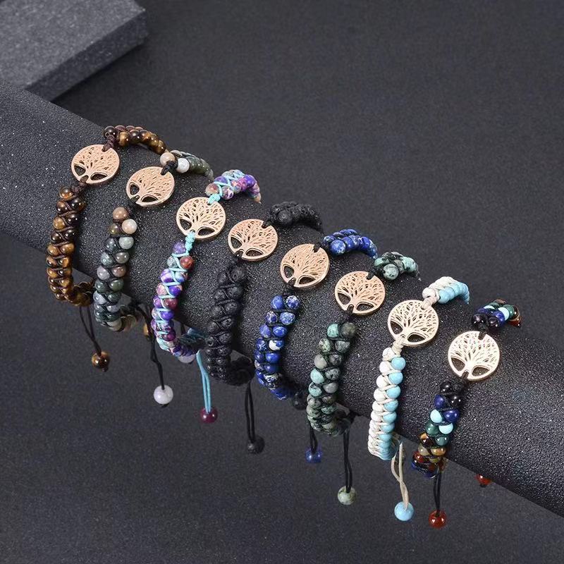 Jovivi Bracciale 7 Chakra In Pietre Naturali – 2 Strati Incrociati Con Cristalli Sfaccettati, Portafortuna Reiki Guarigione, Oro - 3