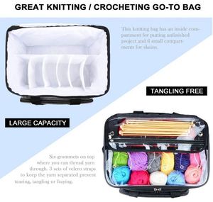 Free Sample <b>Knitting</b> <b>Bag</b> Yarn Storage High Capacity Yarn Totes Organizer with Inner Divider Portable Carrying Project <b>Knitting</b> - Product Image 3
