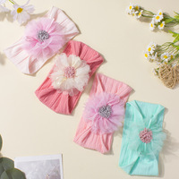 Nouveaux Bandeaux Mignons en Maille Florale pour Bébé, Élastiques et Doux, Style Européen et Américain, en Tissu, 18,5 cm, pour Enfants, Vente en Gros