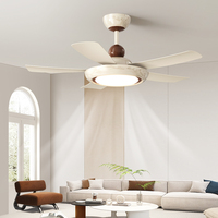 Nuevo Diseño de Ventilador de Techo Moderno de 52 Pulgadas y 100W con Luz LED, Control Remoto de 6 Velocidades, 5 Aspas, Regulable, Multifunción, para Sala de Estar