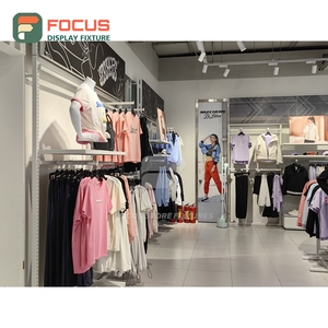 Customized Retail Outlet Brushed Stainless Steel Glass Showcase Installation Service Franchise Clothing Store - Product Image 5