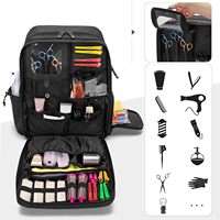 Sac de Barbier Portable Grande Capacité, Sac de Voyage pour Coiffeur avec Fermeture Éclair en Polyester, Contient Divers Outils de Coiffure