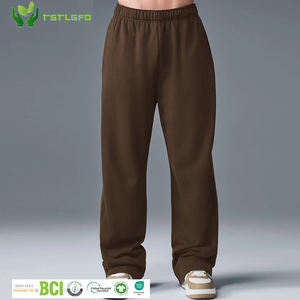 Pantalon de survêtement surdimensionné personnalisé pour homme, mélange de fibres à boucle fermée, marron terreux, coupe décontractée, avec revers élastiques, style streetwear - Product Image 2