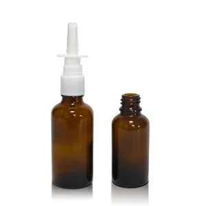 10ml 15ml 20ml 30ml 50ml 100ml Amber Glass Bottles With White Black Plastic Fine Mist Nasal Spray Bottle For Nose Nozzle Medical