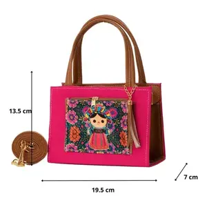 Borsa a Tracolla Vintage Stile Cartoon Lady Mayra Fiusha Fana con Decorazione a Nappine, Impermeabile in Poliestere, Manico Singolo per Donna - Product Image 3