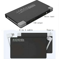 Batterie externe ultra-mince 3-en-1 personnalisée avec logo OEM, haute capacité, batterie Li-polymère 4000 mAh, double USB, support Micro USB - Nouveau