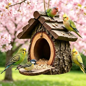 Mangiatoia per Uccelli in Plastica e Resina Naturale di Lusso, Anti-Muffa, Stabile, per Pappagalli, Parrocchetti e Animali Domestici da Esterno, Per Tutte le Stagioni - Product Image 2