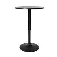 Table de bar à cocktails réglable en hauteur et peu encombrante avec plateau rond en MDF, table de bistrot avec base pivotante noire