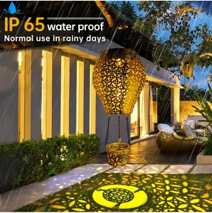 Faroles Solares con Forma de Globo Aerostático, Luces Solares Colgantes de Metal Impermeables para Exteriores, Decoración LED, Iluminación <span class=keywords><strong>Solar</strong></span> para Fiestas de Navidad - Product Image 2