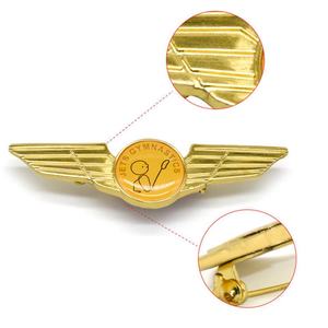 Customized 3D Enamel Aviation Angel Wing Shaped Lapel Pins Badges Airline Airplane Wing Shaped Enamel Pin - Product Image 2