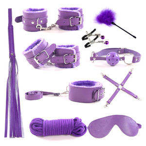 Neue BDSM Bondage Restraint Sexspielzeug Erwachsene Frauen BDSM Kit Cosplay Weiche Schwarze Tasche Leder OEM Plüsch Artikel Sets Anzug Farb paket - Product Image 2