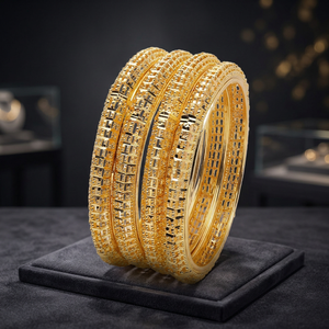Joyería de Moda al por Mayor, Brazaletes de Boda para Mujer con Diseño Tradicional Bañados en Oro, Brazaletes de Lujo de Latón Relleno de Oro - Product Image 5