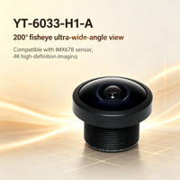 Objectif Fisheye CCTV 1/1.8 pouce F2.3 avec monture M12, 200 degrés DFov, pour robots mobiles de surveillance et de nettoyage (AVG)
