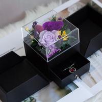 Lovebay Hot Sales Eeuwige Roos in Acryl Doos, Eeuwig Ge conserveerde Rozen in Vierkante Juwelendoos voor Valentijnsdag en Moederdag Cadeau
