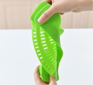 Multifunctional Silicone Drainer Hollow Double Ear Block <b>Pot</b> Edge Fine Pore Thickened New Colander Strainer for Fruit Noodles - Product Image 3