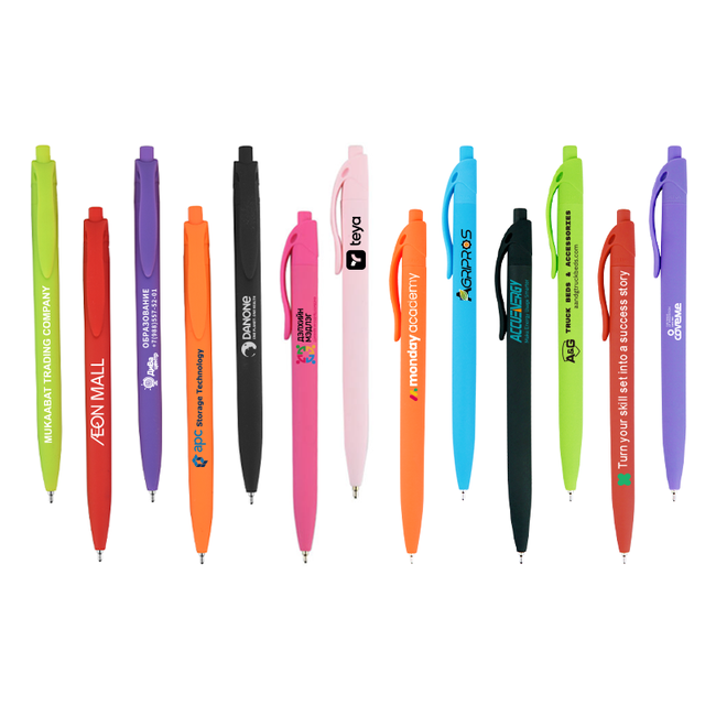 High Color Value Custom Promotional Pens 1.0mm Ballpoint Plastic UV Printed Logo Sports Body Quality Business Office Stationery