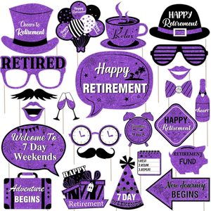 Set di 24 Accessori per Foto Booth a Tema Pensionamento, Decorazioni Viola e Nere per Festa di Pensionamento Femminile - Product Image 1
